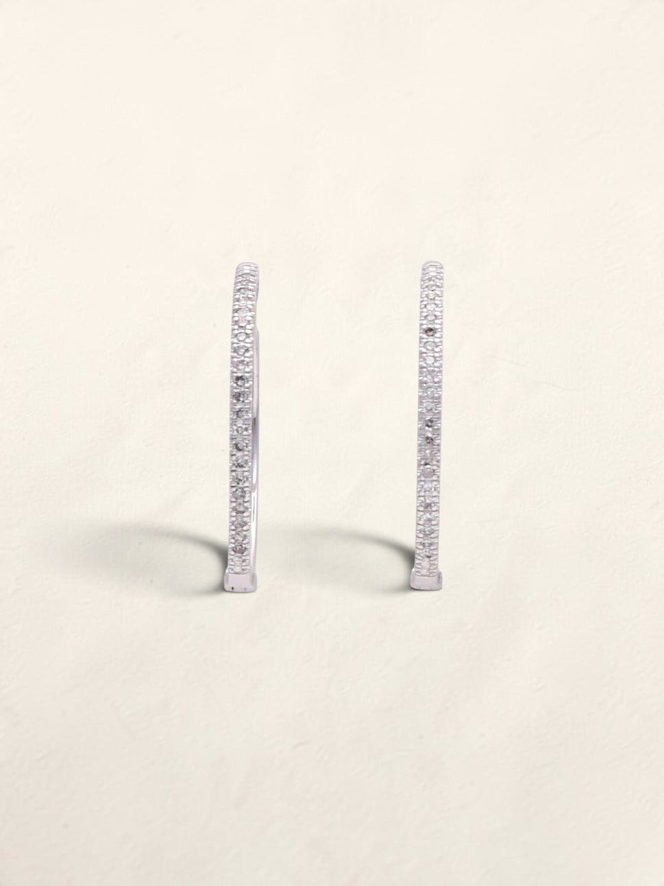 10k White Gold Diamond Hoops