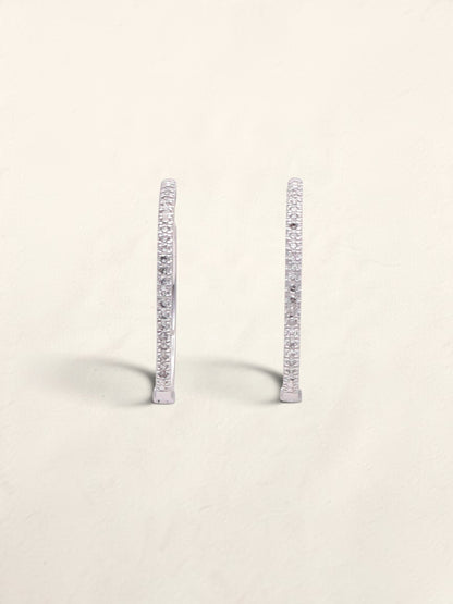 10k White Gold Diamond Hoops