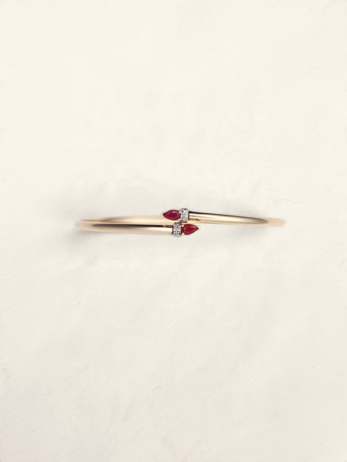 10K Yellow Gold Ruby and Diamond Bypass Bangle