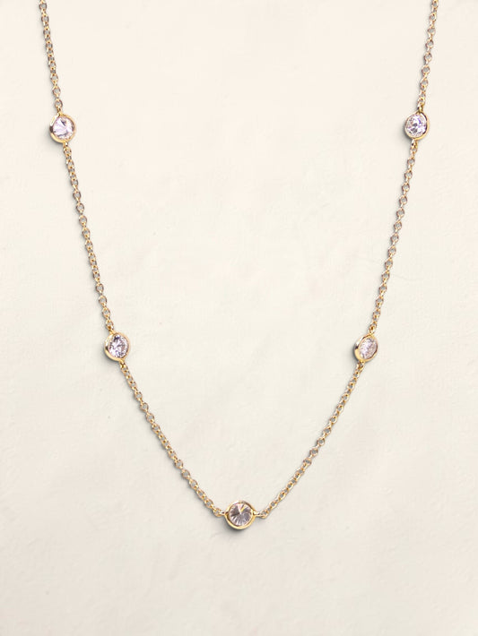 14K Yellow Gold Diamond Station Necklace