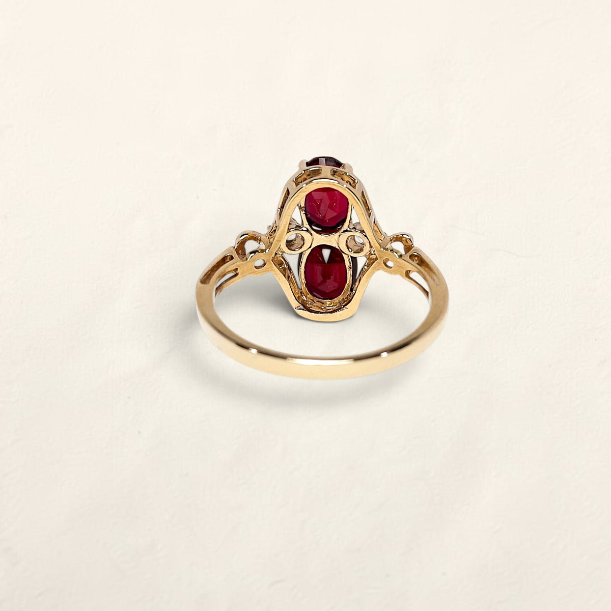 14k Gold Ring with Rubies & CZ Stones