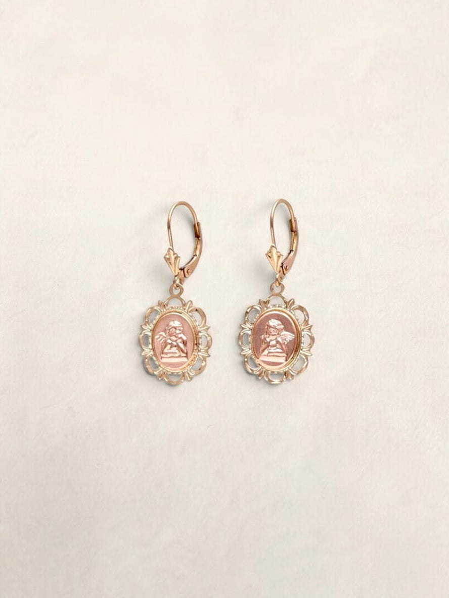 14k Angel Cameo Earrings