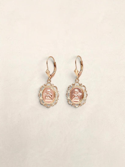 14k Angel Cameo Earrings