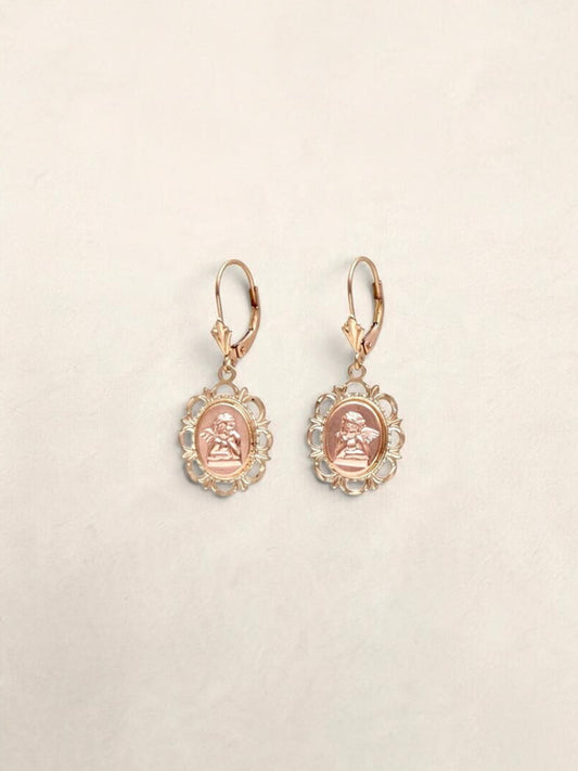 14k Angel Cameo Earrings