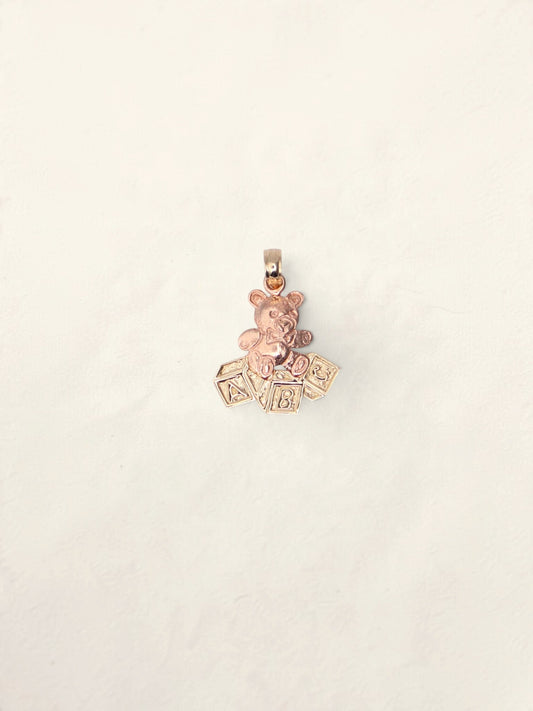 14k Two Tone Teddy Bear Pendant