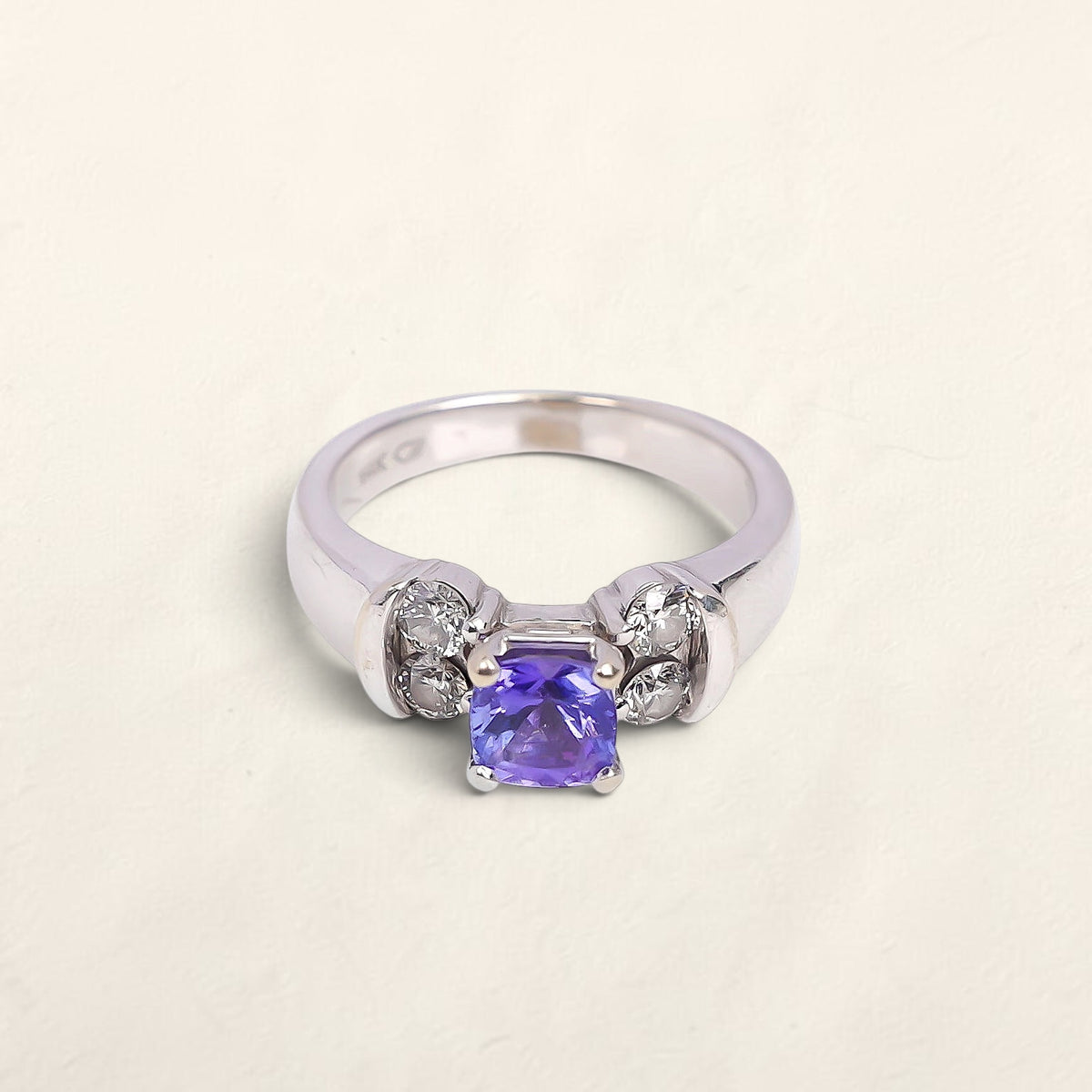 14k White Gold Tanzanite and Diamond Ring