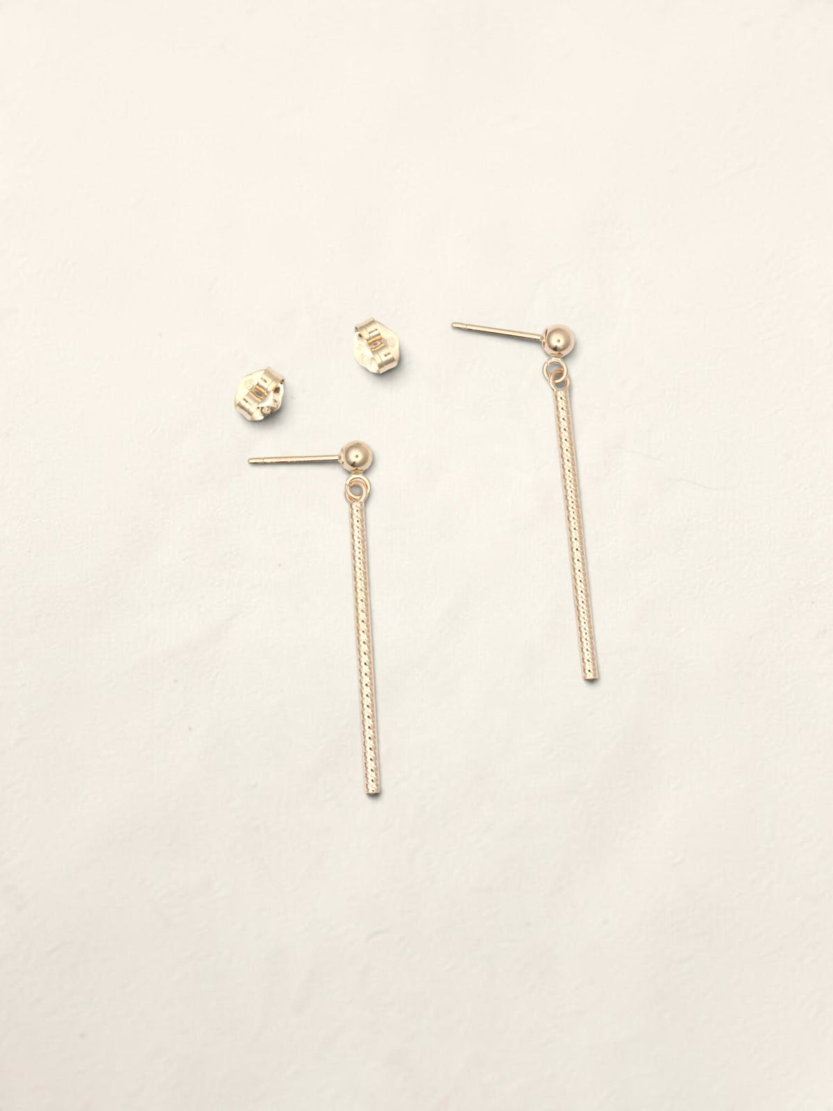 14K Yellow Gold Textured Bar Earrings
