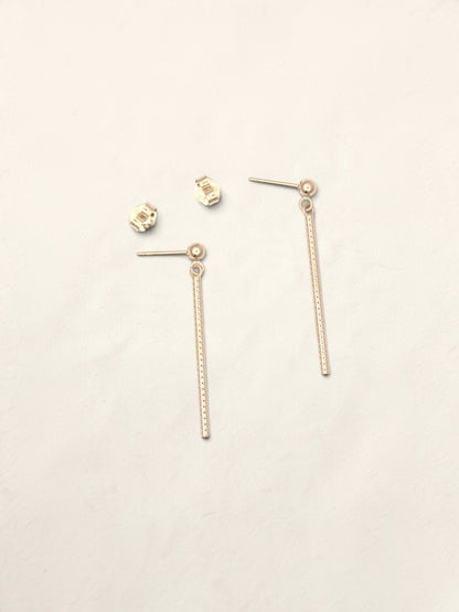 14K Yellow Gold Textured Bar Earrings