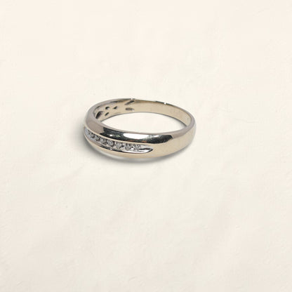 14K White Gold Band with 10 Diamonds