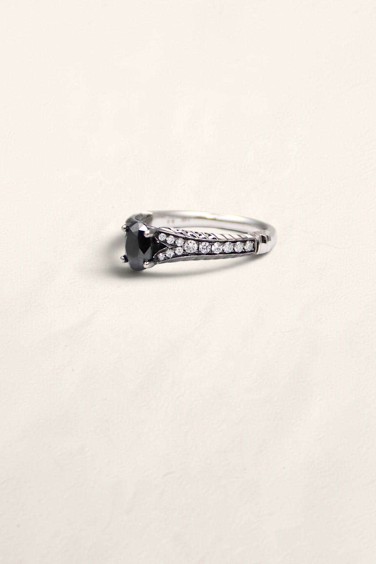 14K Black Diamond Engagement Ring