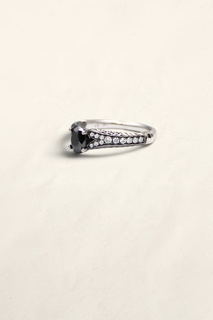 14K Black Diamond Engagement Ring
