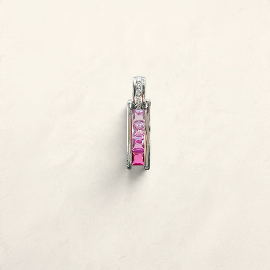 14K White Gold Pink Sapphire and Diamond Pendant
