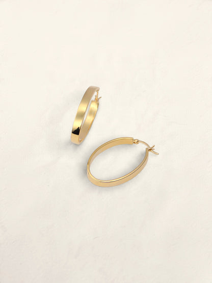 18K Yellow Gold Oval Hoops