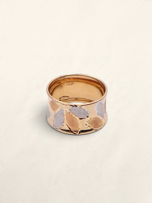 14k Two Tone Flower Band
