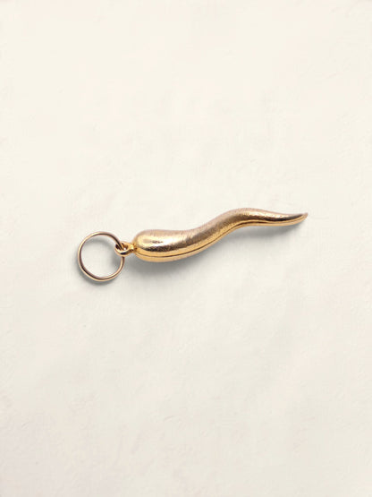 14K Yellow Gold Italian Horn Pendant
