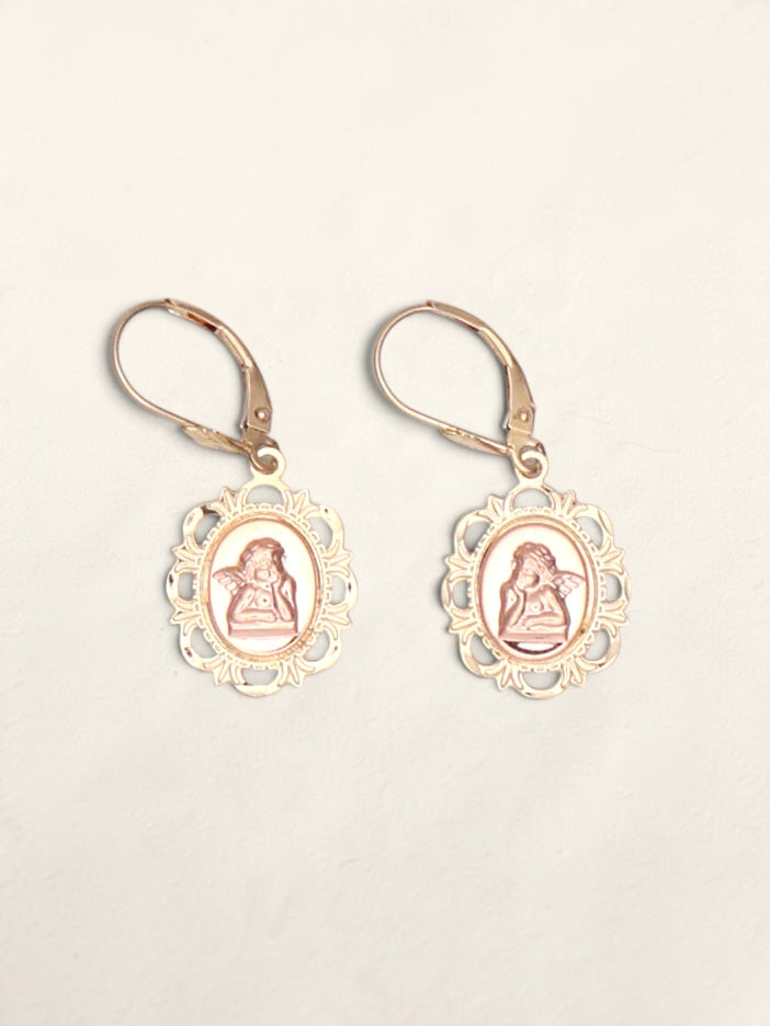 14k Angel Cameo Earrings