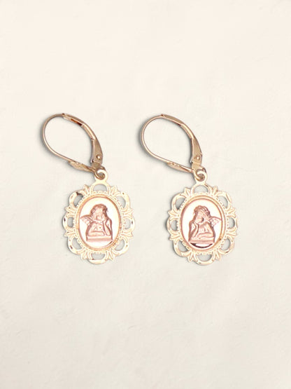 14k Angel Cameo Earrings