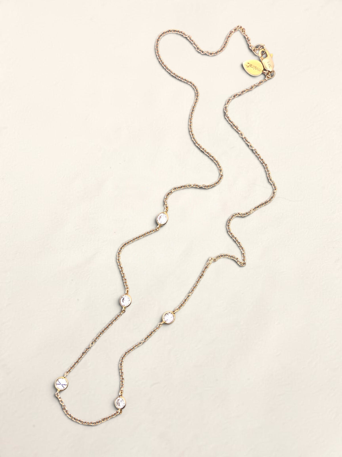 14K Yellow Gold Diamond Station Necklace