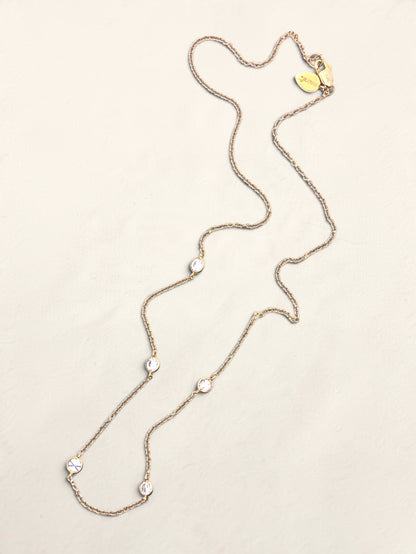 14K Yellow Gold Diamond Station Necklace