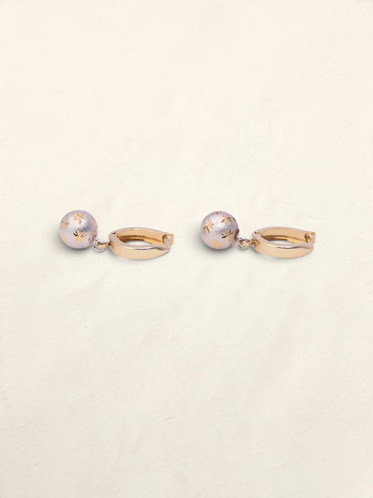 14K Two-Tone Brushed Ball Huggies