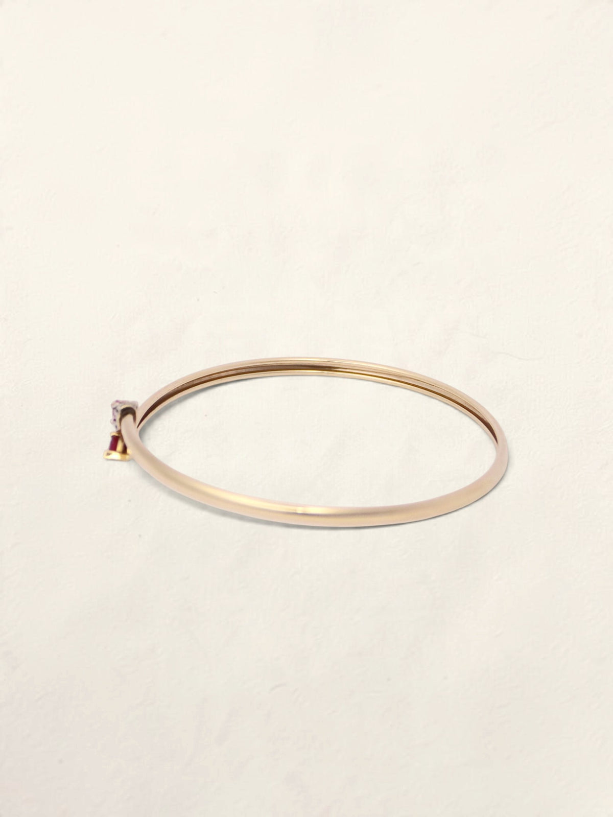 10K Yellow Gold Ruby and Diamond Bypass Bangle