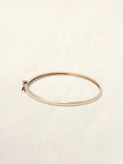10K Yellow Gold Ruby and Diamond Bypass Bangle