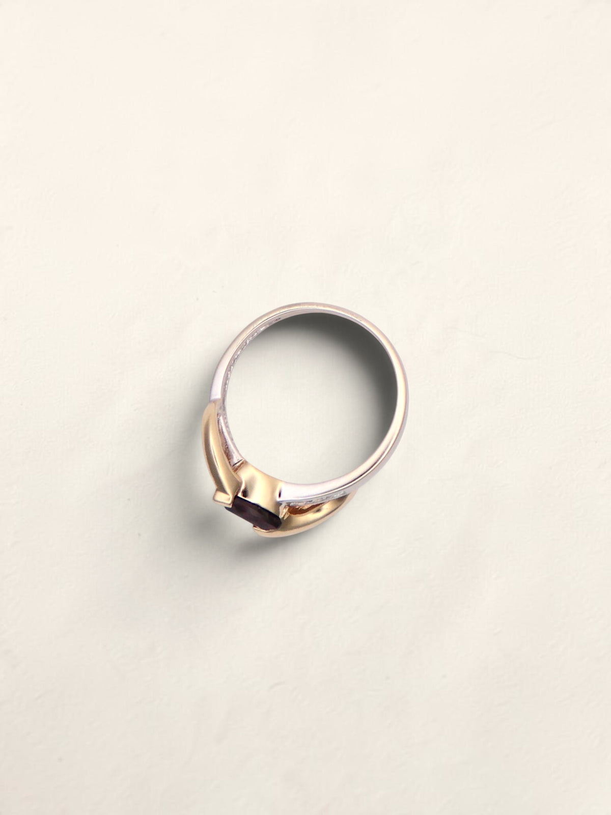 14k Gold Two-Tone Garnet & Diamond Ring