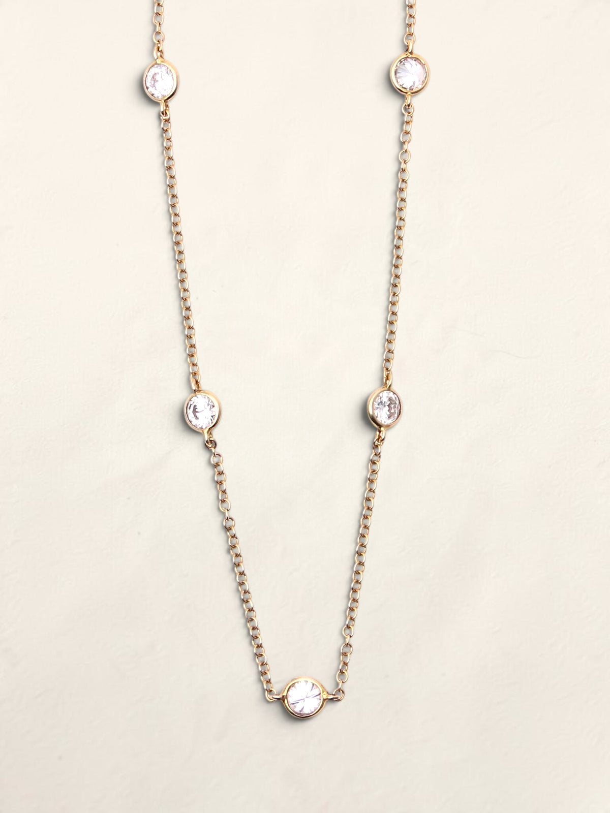 14K Yellow Gold Diamond Station Necklace
