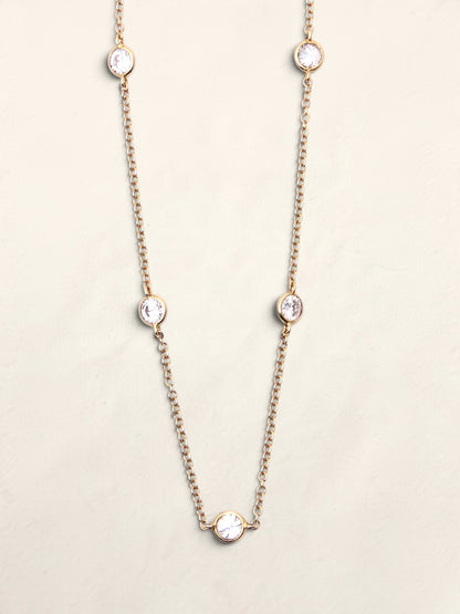 14K Yellow Gold Diamond Station Necklace