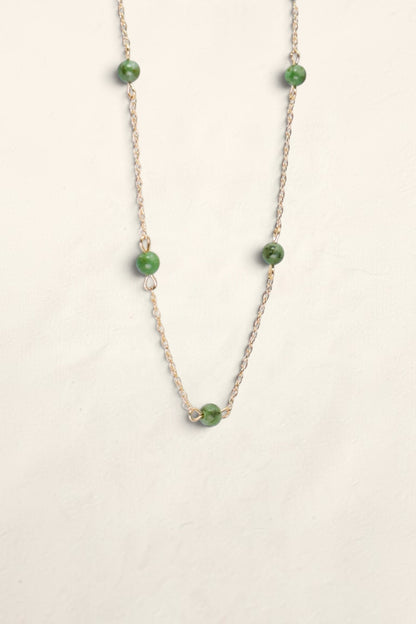 14K Yellow Gold Jade Pendant Necklace
