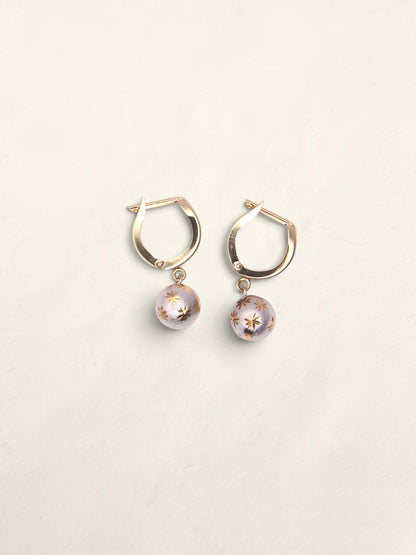 14K Two-Tone Brushed Ball Huggies