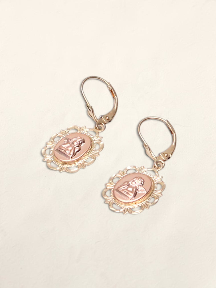 14k Angel Cameo Earrings