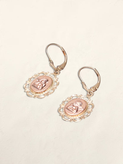 14k Angel Cameo Earrings