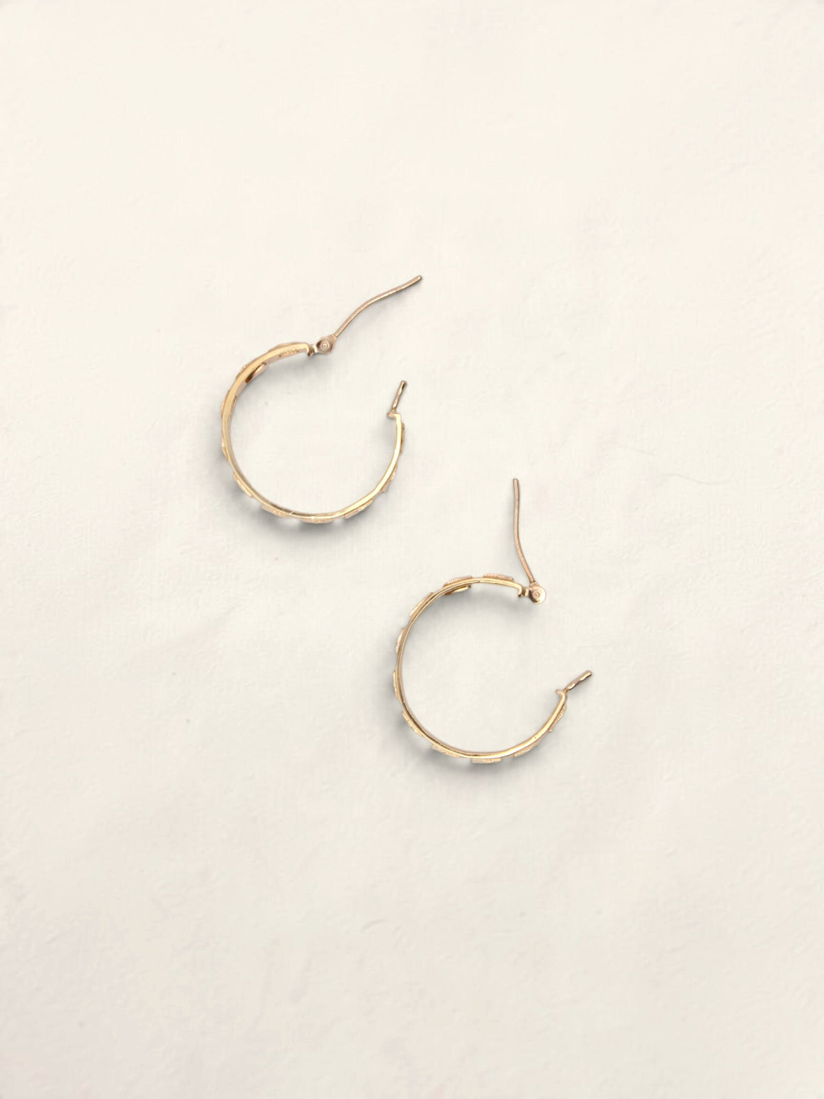 14K Yellow Gold Textured Mirror Hoops