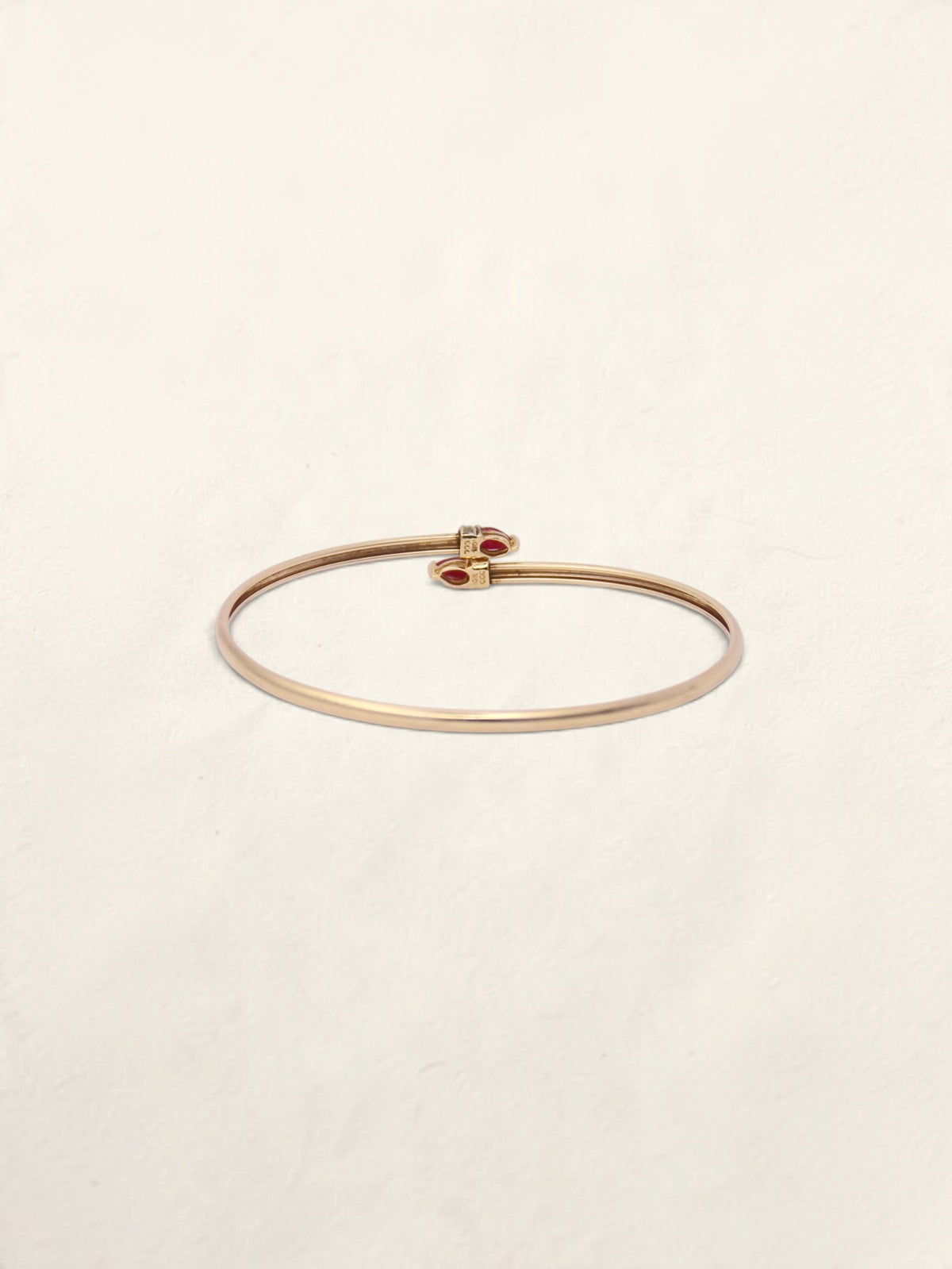 10K Yellow Gold Ruby and Diamond Bypass Bangle