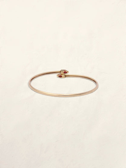 10K Yellow Gold Ruby and Diamond Bypass Bangle