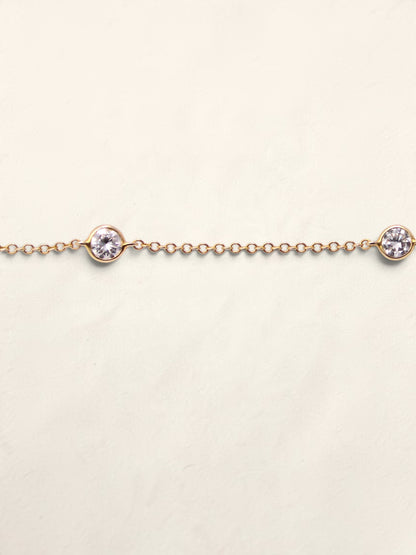 14K Yellow Gold Diamond Station Necklace