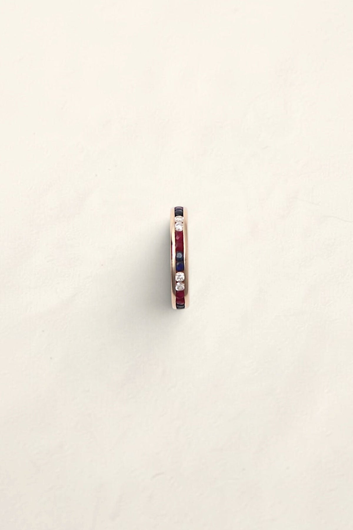 14K Yellow Gold Diamond, Ruby, and Sapphire Eternity Band