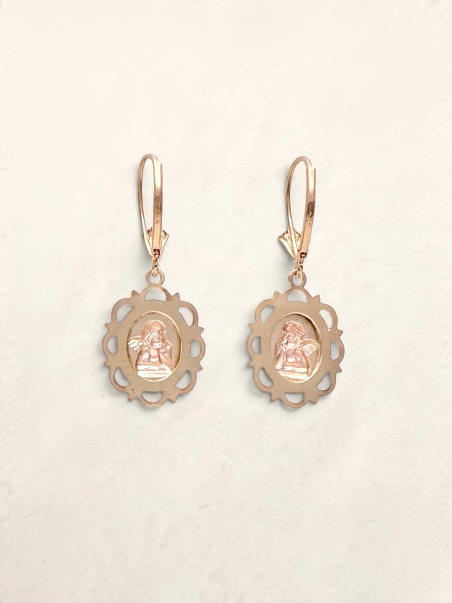 14k Angel Cameo Earrings
