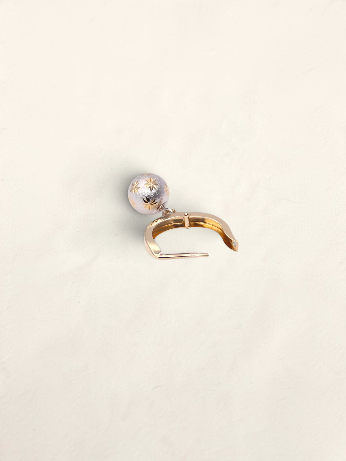 14K Two-Tone Brushed Ball Huggies