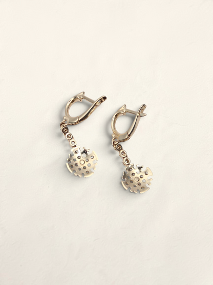 14K Yellow Gold Diamond Cross Earrings