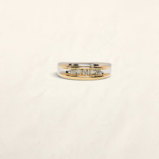 14k Two Tone Diamond Band