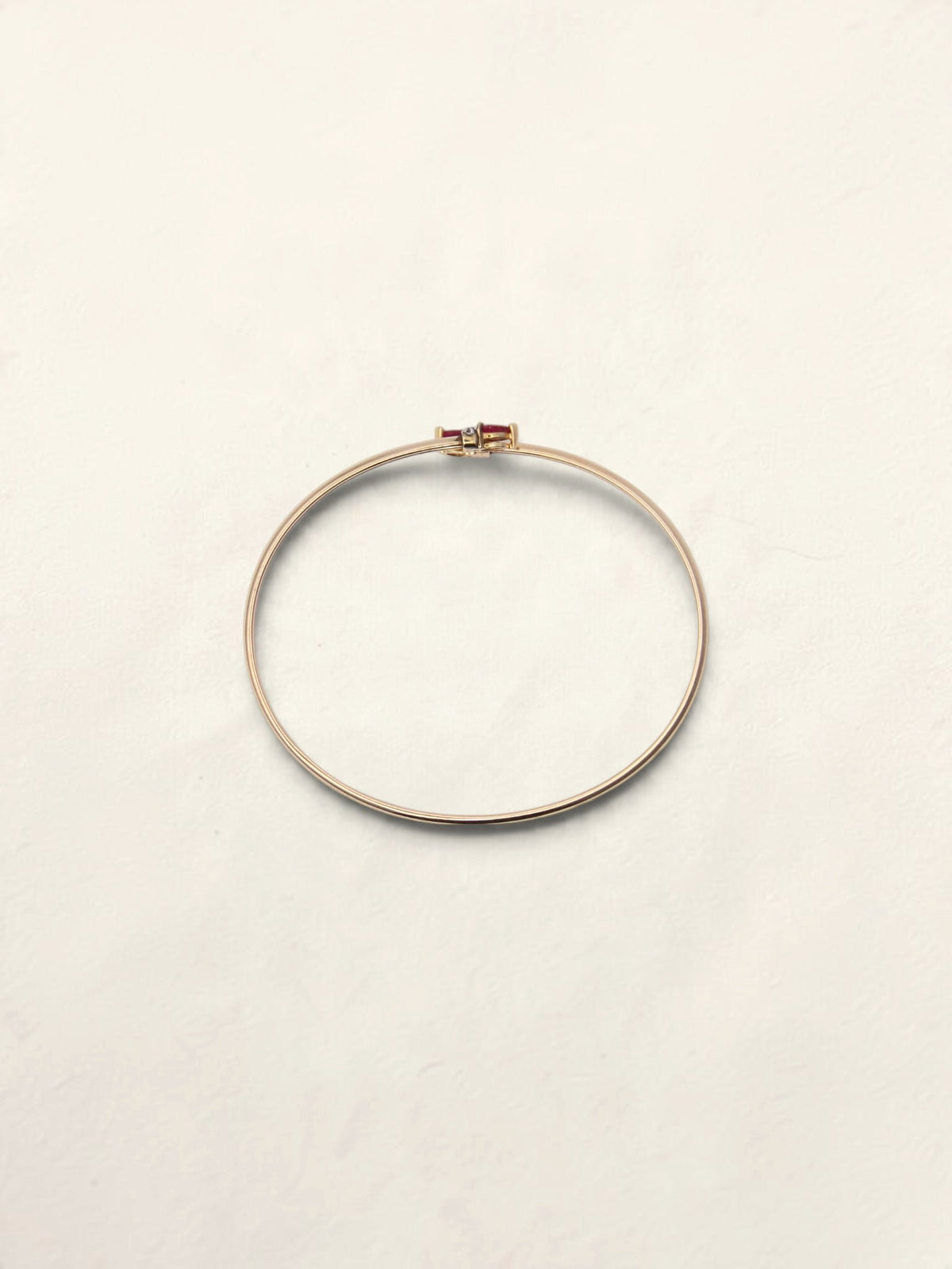 10K Yellow Gold Ruby and Diamond Bypass Bangle