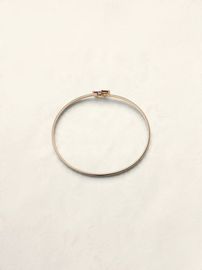 10K Yellow Gold Ruby and Diamond Bypass Bangle