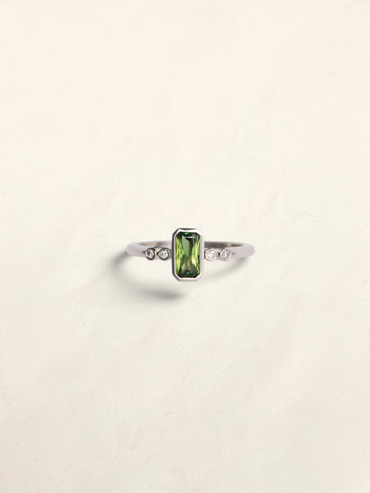 Platinum Australian Green Sapphire and Diamond Ring