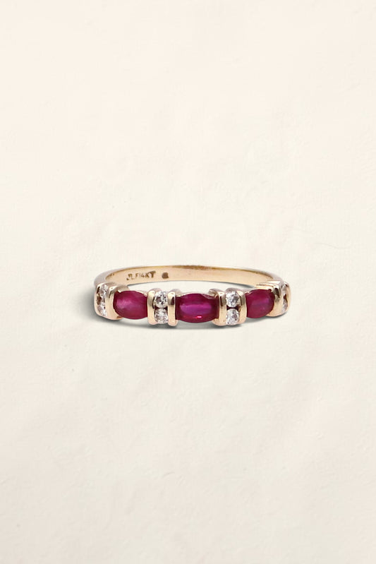 14K Yellow Gold Pink Topaz and Diamond Ring