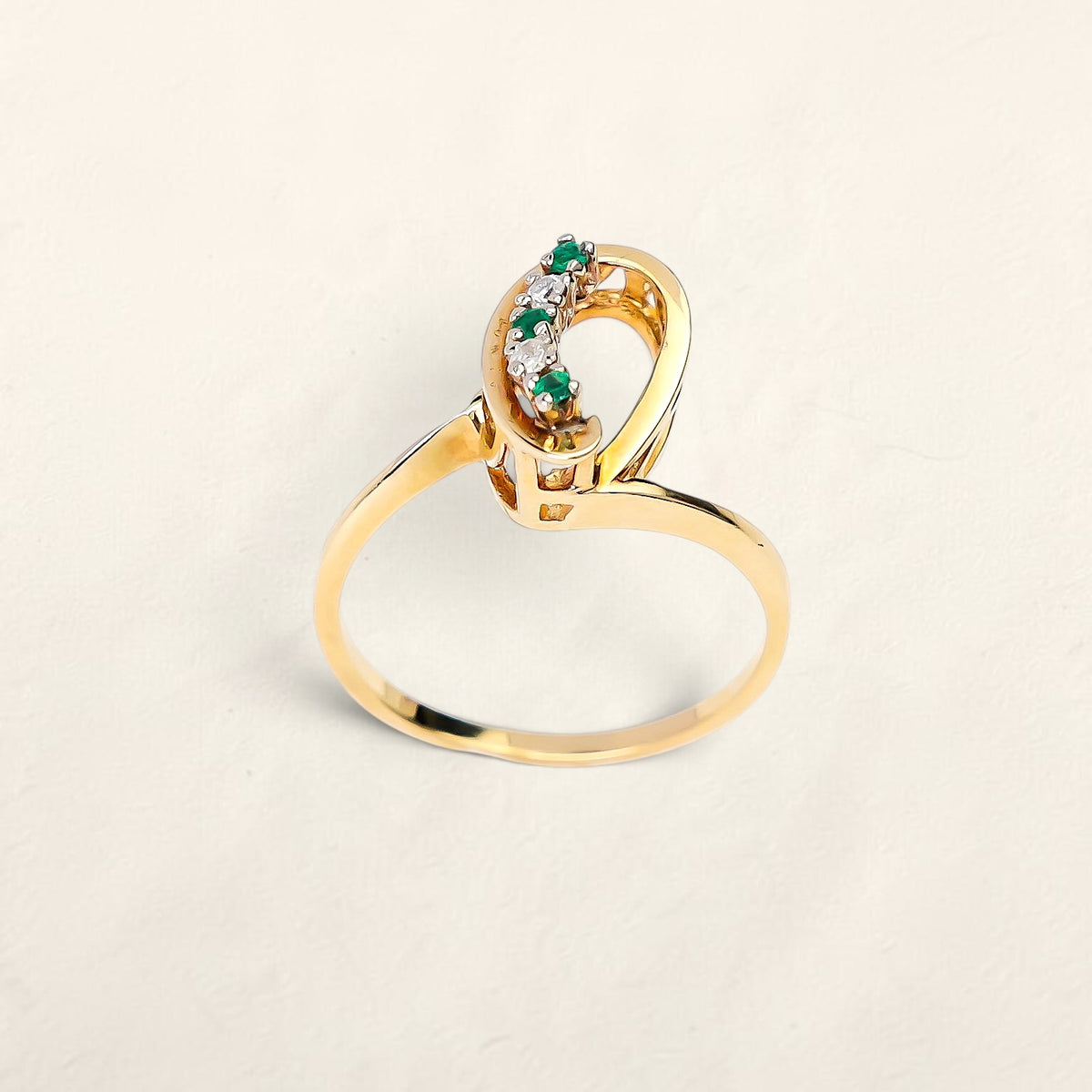 14k Yellow Gold Emerald and Diamond Ring