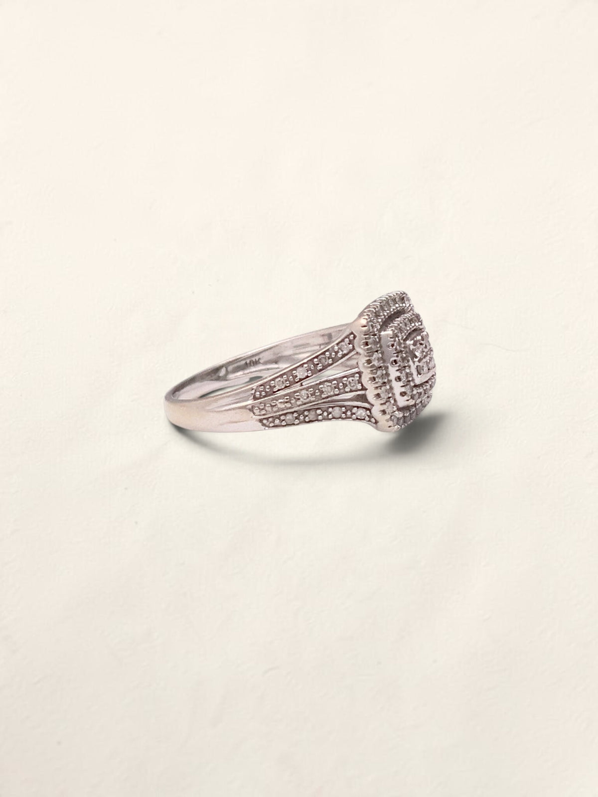 10k Diamond Cushion Ring