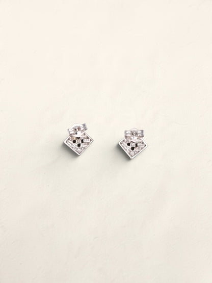 14K White Gold Black and White Diamond Earrings