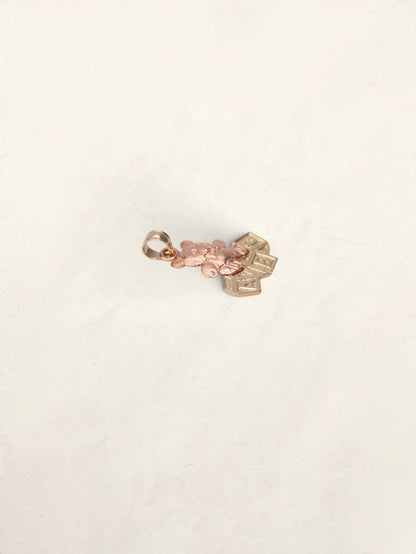14k Two Tone Teddy Bear Pendant